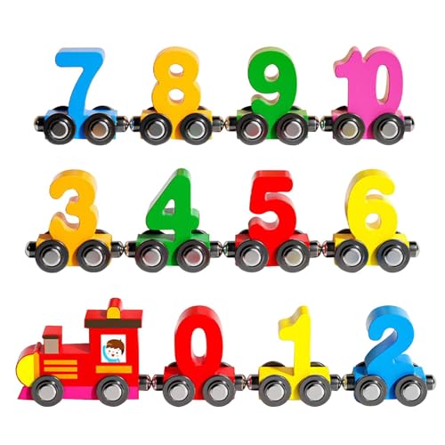 Wooden Train - Eisenbahn-Set Für Kleinkinder, Magnetisches Eisenbahn-Set | Magnetische Puzzle-Baustein, Lernspielzeug Aus, Zahlenzüge-Lernaktivitäten Für Und Mädchen von Generisch