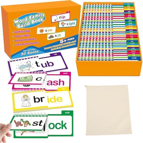 Word Family Flip Books, Read and Rhyme Flip Activity Book, 30 Read and Rhyme Flip Books, Word Families Flash Cards, ABC Vocabulary Flash Cards, Educational Reading Games (1 Set) von Generisch