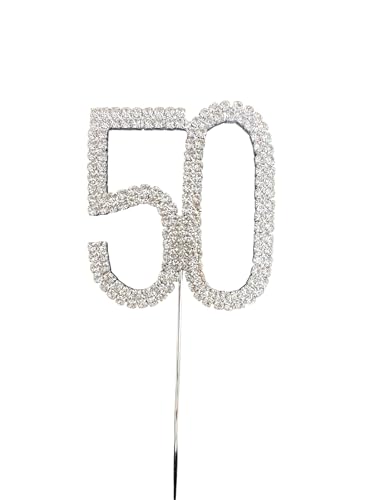 World of Sparkles Tortenaufsatz zum 50. Geburtstag, verschiedene Größen, Partydekoration, 50 Stück, transparent, mit Strasssteinen, 50 Stück, 3,5 cm, silberfarben World of Sparkles Tortenaufsatz zum 50. Geburtstag, verschiedene Größen, Partydekoration, 50 Stück, transparent, mit Strasssteinen, 50 Stück, 3,5 cm, silberfarben von Generisch