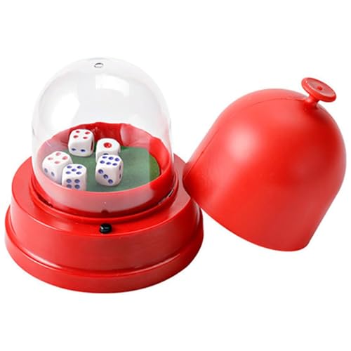 Würfelbecher Würfeltablett Automatische Würfel Roller Cup Mit 5 Würfeln & Abdeckung Elektronische Würfel Roller Cup Party Automatische Roller Automatische Würfelrolle (Rot) von Generisch
