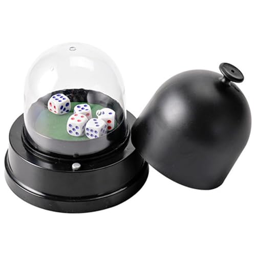 Würfelbecher Würfeltablett Automatische Würfel Roller Cup Mit 5 Würfeln & Abdeckung Elektronische Würfel Roller Cup Party Automatische Roller Automatische Würfelrolle (Schwarz) von Generisch