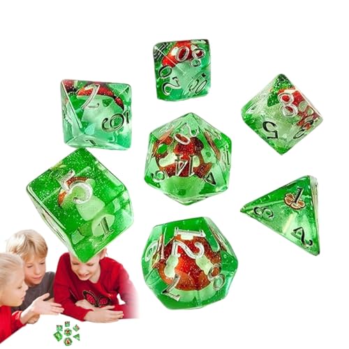 Würfelpilz,Pilz-Partywürfel | Kleine Harzwürfel,Kleines Würfelset aus Kunstharz für Rollenspiele und Tischspiele, Set mit 7 Tischspielwürfeln von Generisch