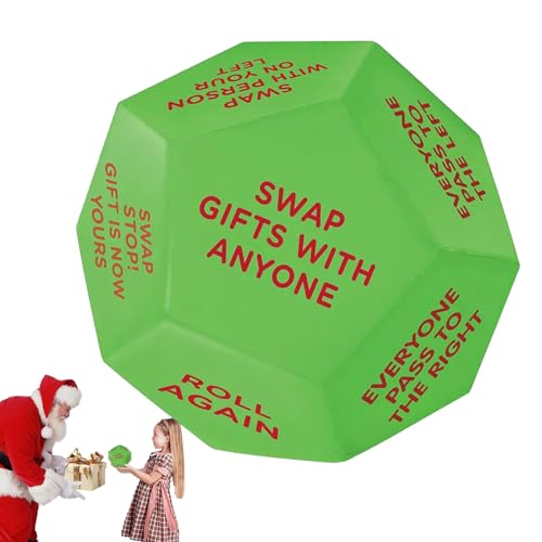 Würfelspiel,Santa Exchange Dice -12 Weihnachtsspielwürfel mit verschiedenen Seiten,Lustige Würfelspiele, kleine PU-Würfel, Würfelspiel für Familienspielabende von Generisch