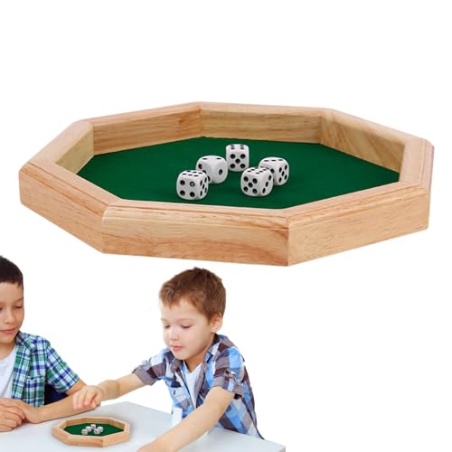 Würfeltablett aus Holz – Spieltisch, achteckige Würfelmatte und Würfelbox für Spiele | Würfelbrett-Organizer für Familienspieleabende, Spieleabende zu Hause, Tabletop-Strategiespiele, Holzwürfel-Zubeh von Generisch