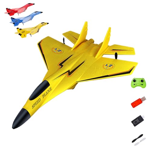 ZY 320 Pro RC Plane,2025 New Remote Control Gliders Airplane, 2.4GHz RC Fighter Jet Plane Model,Aerodynamic Design for Smooth Flight,Anti-Collision Silicone Nose Remote Control Planes (Yellow) von Generisch