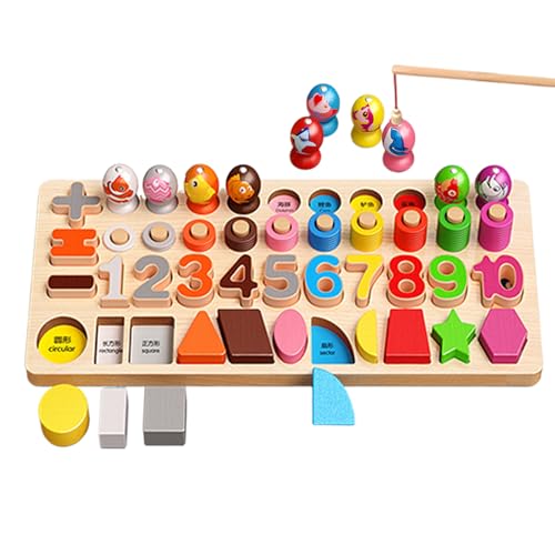 Zahlenpuzzle, Zählform-Stapler | Zählform-Stapler aus Holz | Zahlenrätsel für Kleinkinder, Sortierer, Zählformstapel, magnetisches Angelspiel für und Mädchen im Alter von 3–5 Jahren von Generisch