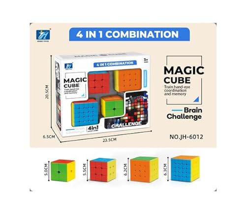 Zauberwürfel Set 4-in-1, Speedcube Sammlung mit Megaminx und Spezialwürfeln (6012) von Generisch