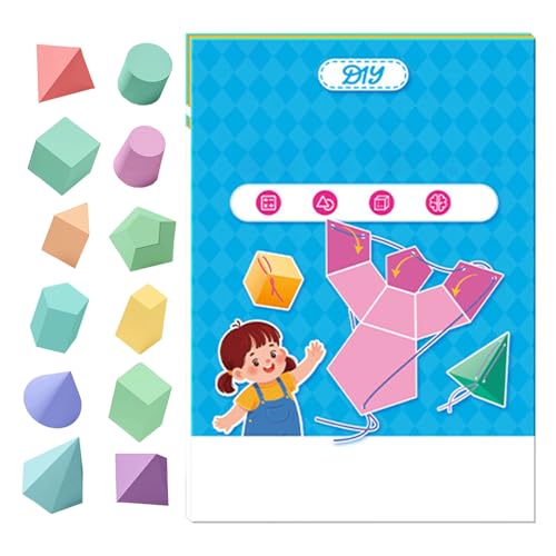 Ziehfaden Geometriebuch,3D Lernbuch - 12 Modelle Interaktives Pädagogisches Spielzeug Für Homeschooling Klassenzimmer Spielzimmer Mathematikzentrum Bibliothek von Generisch