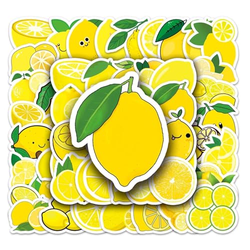 Zitronen-Aufkleber – 50 Zitronen-Frucht-Aufkleber | Zarte PVC-Zitronen-Aufkleber, Lichtechte Ästhetische Aufkleber, Multifunktionale Cartoon-Frucht-Aufkleber, Obst-Graffiti-Aufkleber Für Auto, Scrapbo von Generisch