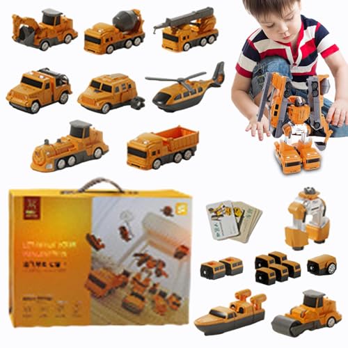 Zusammengebautes Spielzeugauto, Spielfahrzeug-Set | Magnetische Kinderfahrzeuge, zusammengebautes Konstruktionsspielzeug,Spielset Fahrzeuge zum Sammeln mit Aufbewahrungsbox für Jungen und Mädchen für von Generisch