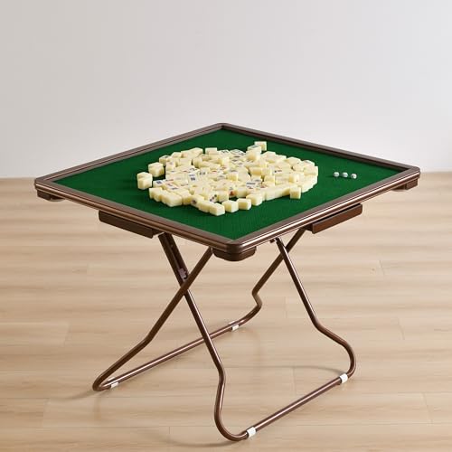 Zusammenklappbarer Mahjong-Tisch, tragbarer Spieltisch für 4 Spieler, mit Getränkehaltern und Chip-Tabletts für Poker, Blackjack und Dominosteine von Generisch