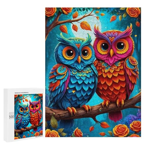 Zwei bunte Eulen sitzen auf einem Ast in einem magischen Wald. Klassisches Holzpuzzle für Erwachsene, 500 Teile Zwei bunte Eulen sitzen auf einem Ast in einem magischen Wald. Klassisches Holzpuzzle für Erwachsene, 500 Teile von Generisch