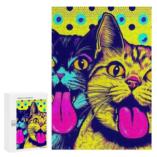 Zwei bunte Katzen mit ausgestreckter Zunge. 300 Teile Tierpuzzle aus Holz, klassisches Holzpuzzle für Erwachsene Zwei bunte Katzen mit ausgestreckter Zunge. 300 Teile Tierpuzzle aus Holz, klassisches Holzpuzzle für Erwachsene von Generisch