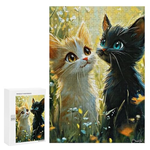 Zwei entzückende Kätzchen in einem Blumenfeld. 300 Teile Tierpuzzle aus Holz, klassisches Puzzle für Erwachsene Zwei entzückende Kätzchen in einem Blumenfeld. 300 Teile Tierpuzzle aus Holz, klassisches Puzzle für Erwachsene von Generisch