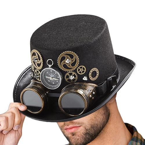 Zylinder Gothic Steampunk Hut │Steampunk Brille │ Uni Steampunk Hut Vintage Kostüm Zubehör für Cosplay, Maskerade, Halloween, Mottopartys & Festivals Zylinder Gothic Steampunk Hut │Steampunk Brille │ Uni Steampunk Hut Vintage Kostüm Zubehör für Cosplay, Maskerade, Halloween, Mottopartys & Festivals von Generisch