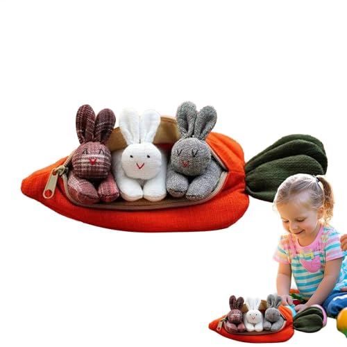 in einem Karottenbeutel, gefüllter Karottenplüsch | Ostern DREI Plüschpuppe | Urlaubsbedarf, Osterdekoration, Kinderspielzeug mit Reißverschluss für die Heimreisen von Generisch