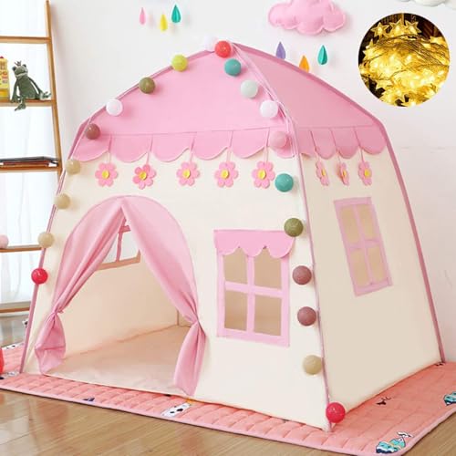 kinderzelt, Spielzelt Kinder, Prinzessin Schloss, Großes Kinderzelt für Drinnen 130x100x130cm, Children's Tent, Children's Play Tent, für Mädchen Junge Prinzessin Prinz Innen und Außen Spielzeug von Generisch