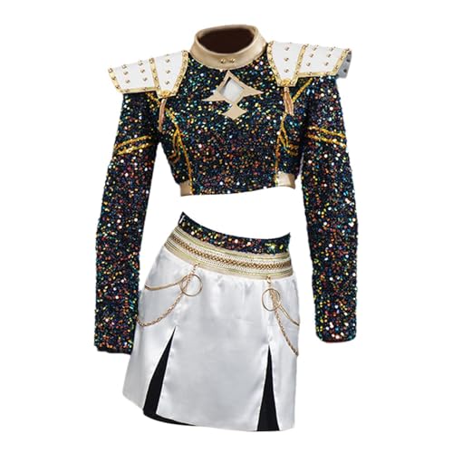 kpop Demon Cosplay Kinder, Rumi Mira Zoey K Pop Cosplay Rollenspiel Uniform Komplettes Set Huntrix Merch Kostüm Outfit Halloween Party Karneval Outfits für Frauen von Generisch