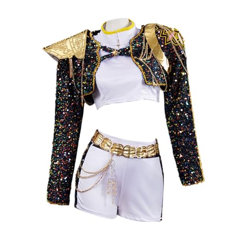 kpop Demon Cosplay Kinder, Rumi Mira Zoey K Pop Cosplay Rollenspiel Uniform Komplettes Set Huntrix Merch Kostüm Outfit Halloween Party Karneval Outfits für Frauen von Generisch