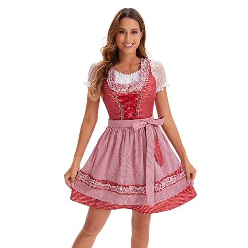 liches Musikbuch Süßes Damenkostüm, Cosplay, , Halloween, Bierfest, Damenkostüm Männer Roter Overall Cosplay Kostüme Roter Anzug Freizeitkleid Faltenrock traditionelles deutsches Bierfest Damenkostüm von Generisch