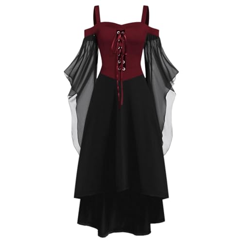 mittelalter kleidung damen,Vampir Kostüm Damen Faschingskostüme Steampunk Vintage Mittelalter Kleidung Barock Viktorianisches Goth Dress Trompetenärmel Gothika Gothic Kleid KarnevalRoter ,4XL mittelalter kleidung damen,Vampir Kostüm Damen Faschingskostüme Steampunk Vintage Mittelalter Kleidung Barock Viktorianisches Goth Dress Trompetenärmel Gothika Gothic Kleid KarnevalRoter ,4XL von Generisch