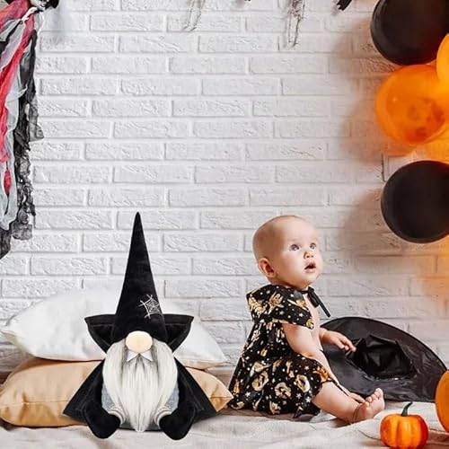 süß: Halloween-Puppe ohne Gesicht Zwergenumhang-Figuren-Set, perfekte Fledermaus-Themen-Weihnachtsdekoration „Entfesseln Sie die Halloween-Stimmung mit der Puppe ohne Gesicht (Black, 18x16.5x39) von Generisch