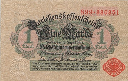 Deutsches Reich Rosenbg: 51c, mit Unterdruck rotes Siegel bankfrisch (I) 1914 1 Mark (Banknoten für Sammler) von Generische