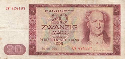 Generische DDR Rosenbg: 356a gebraucht (III) 1964 20 Mark Johann Wolfgang von Goethe (Banknoten für Sammler) von Generische