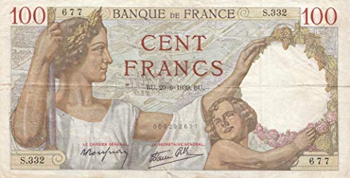 Generische Frankreich Pick-Nr: 94 gebraucht (III) 1939 100 Francs (Banknoten für Sammler) von Generische