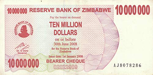 Generische Simbabwe Pick-Nr: 55a gebraucht (III) 2008 10 Millionen Dollars (Banknoten für Sammler) von Generische