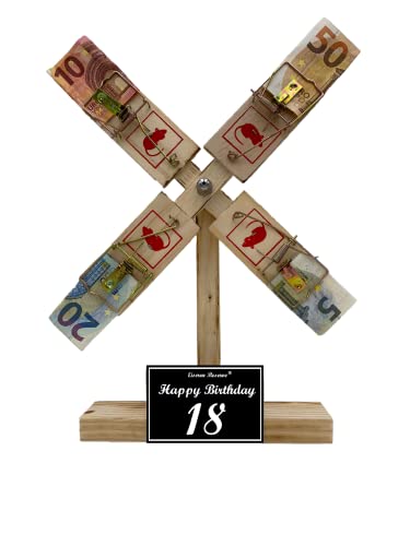 Originelle lustige Geldgeschenke zum 18. Geburtstag Geschenkideen für Männer und Frauen - Eiserne Reserve Windmühle - Geschenkverpackung aus Holz -s- Happy Birthday 18 Originelle lustige Geldgeschenke zum 18. Geburtstag Geschenkideen für Männer und Frauen - Eiserne Reserve Windmühle - Geschenkverpackung aus Holz -s- Happy Birthday 18 von Genial-Anders