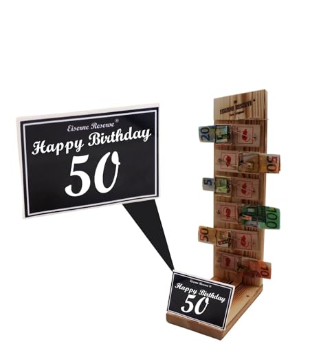 Originelle lustige Geldgeschenke zum 50. Geburtstag Geschenkideen für Männer und Frauen - Mausefalle Premium - 6 - Text s/w Happy Birthday 50 Geburtstag von Genial-Anders