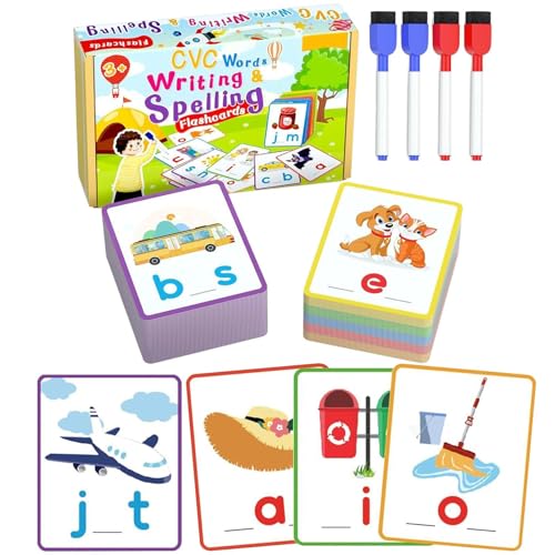 Buchstabierspielzeug | Häufig verwendete Wörter - Schreibmaterial Lernkarten Zum Lesenlernen Für Kinder 3-6 Jahre Vorschule Kindergarten von Genikeer