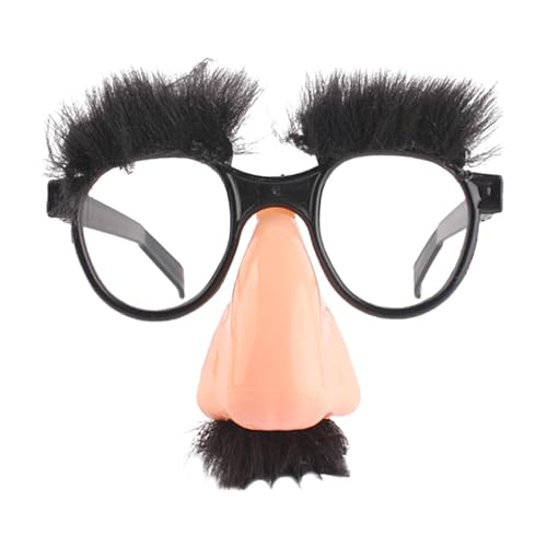 Genikeer Disguise Gläser, Verkleidungsbrille Mit Schnurrbart, Lustige Brillen Mit Große Nase Augenbraue Schnurrbart, Disguise Große Nase Brille, Lustige Gläser Augenbrauen Und Schnurrbart Prank Tool von Genikeer