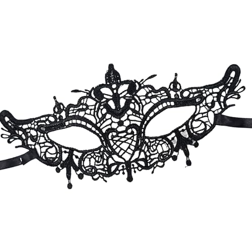 Lace Schwarz Augenmaske - Elegante Gesichtsmaske Augenklappe für Mädchen Damen Teenager | Festdekoration Augenbinde Für Damen Mädchen Halloween Weihnachten Geburtstag Party Cosplay Fasching von Genikeer