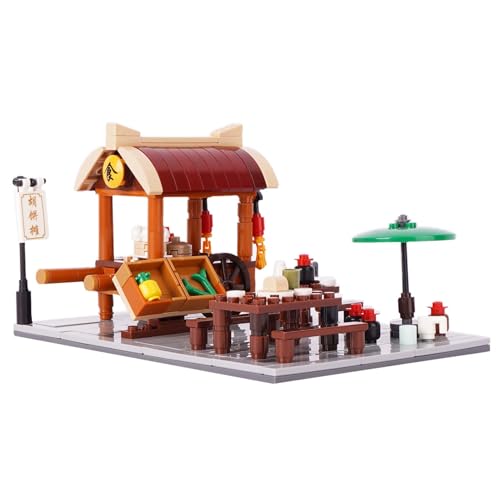 Geniteen Bausteine-Set, chinesische Architektur, Tang-Dynastie Serie 2, Bausatz-Modellbausatz, Kinder und Erwachsene, Geschenk für Geburtstag, Weihnachten und Neujahr(Hu Kuchenstand) von Geniteen