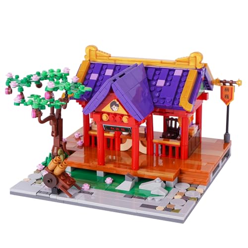 Geniteen Bausteine-Set, chinesische Architektur, Tang-Dynastie Serie 3, Bauset-Modellbausatz, Kinder und Erwachsene, Geschenk für Geburtstag, Weihnachten und Neujahr(Roter Make-up-Shop) von Geniteen