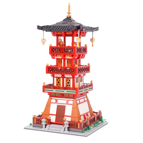 Geniteen Bausteine-Set, chinesische Architektur, Tang-Dynastie Serie 3, Bauset-Modellbausatz, Kinder und Erwachsene, Geschenk für Geburtstag, Weihnachten und Neujahr(Wachturm) von Geniteen