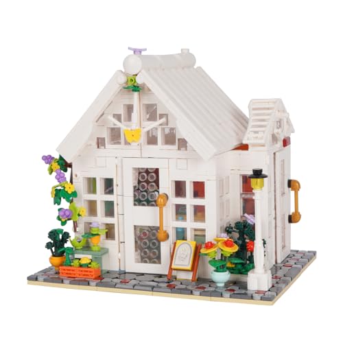 Geniteen Blumenhaus Baukasten, 1593PCS Sonnenschein Gewächshaus BAU Modell Heimdekoration Kreative Straßenansicht Architektur Spielzeug von Geniteen