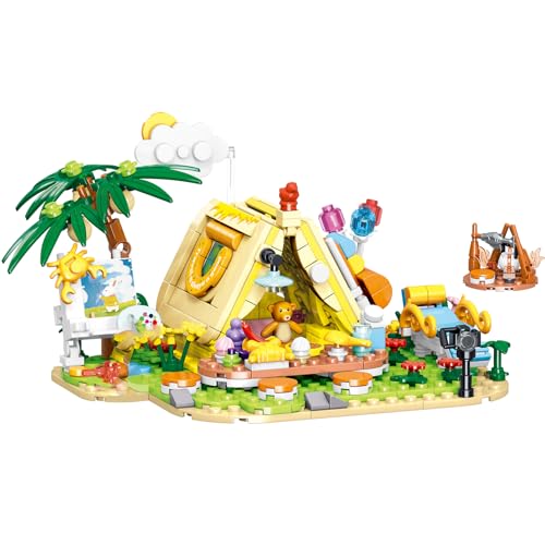 Geniteen Building Block Set Beach Series,Beach Tent Construction Kit House Display Set,Starlight Stage Model Toy,Camping Vehicle Building Kit for Adults and Kids (Beach Tent) von Geniteen