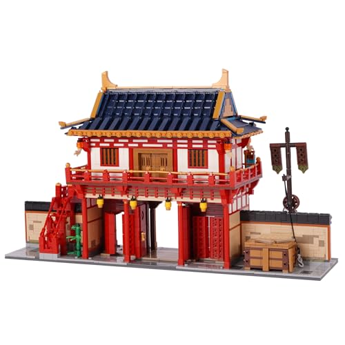 Geniteen Chinesische Architektur-Baustein-Set, Tang-Dynastie Serie 1, Bauset-Modellbausatz, Kinder und Erwachsene, Geschenk für Geburtstag, Weihnachten und Neujahr(Westliches Markttor) von Geniteen