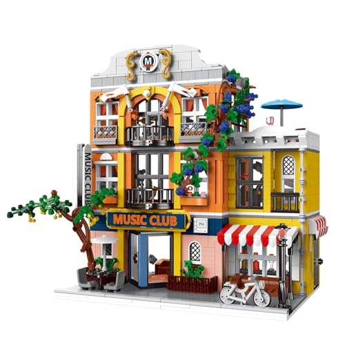 Geniteen Haus Bausteine-Set Kreatives Modulares Hausbau Spielzeug Straßenansicht Architektur Pädagogisches Spielzeug (Musik-Club) von Geniteen