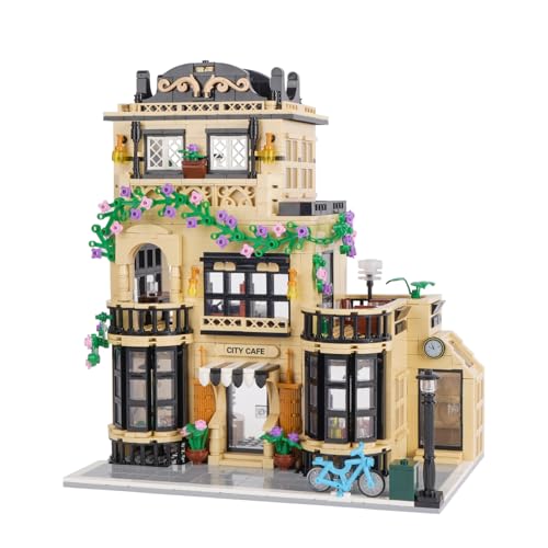 Geniteen Kaffeehaus Bauklötze Set, Straßensicht Cafe Haus Bauklötze Kit Kreative Architektur Haus Modular Spielzeug von Geniteen