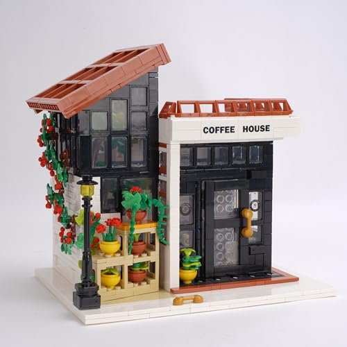 Geniteen Kaffeehaus Bausteine Set, 1512PCS Stadt Kaffeehaus BAU Gebäudemodell Heimdekor Kreatives Straßenblick Haus Architektur Spielzeug von Geniteen
