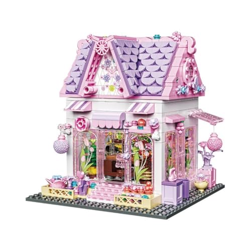 Blumenhaus Baustein Set, 705 Teile Architektur Haus Bausteine Stadthaus Modell, kreatives DIY Heimdekor Modulares Haus Bausätze Bausatz Geschenke für Kinder und Erwachsene von Genruron