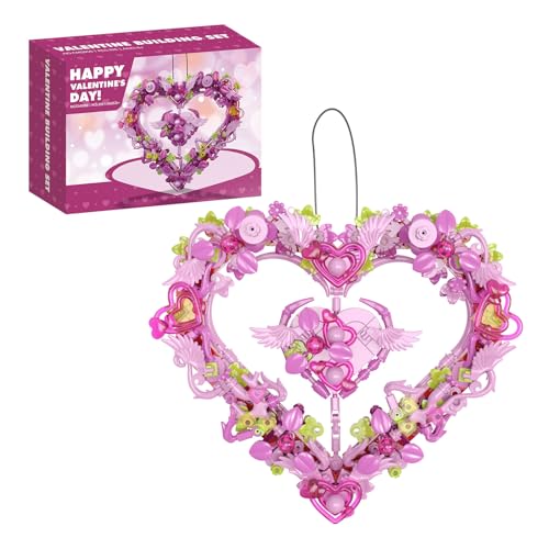 Herz Ornament Baustein Set, Herzförmiges Arrangement mit Blumen Bausatz, Liebesengelsflügel, Tolles Geschenk für verliebte Mädchen, zur Wanddekoration, 326 Teile Herz Ornament Baustein Set, Herzförmiges Arrangement mit Blumen Bausatz, Liebesengelsflügel, Tolles Geschenk für verliebte Mädchen, zur Wanddekoration, 326 Teile von Genruron