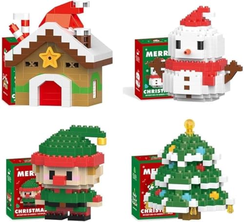Weihnachtsman Baustein Set, Kreatives DIY Mini Santa Figuren Weihnachtsbau Bausatz, Festliche Strumpf Füller, Party Geschenke & Christbaumschmuck for Kinder (4 Set B) von Genruron