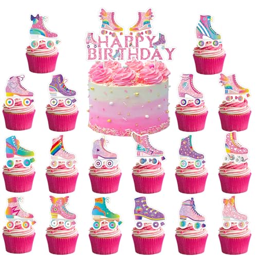 37-teiliges Kuchendekorationsset – 1 große Kuchendekoration, 36 Stück Cupcake-Topper für 80er-90er-Jahre, Retro-Hip-Hop-Rollschuhlauf-Themen-Geburtstagsparty-Dekoration 37-teiliges Kuchendekorationsset – 1 große Kuchendekoration, 36 Stück Cupcake-Topper für 80er-90er-Jahre, Retro-Hip-Hop-Rollschuhlauf-Themen-Geburtstagsparty-Dekoration von Genshii