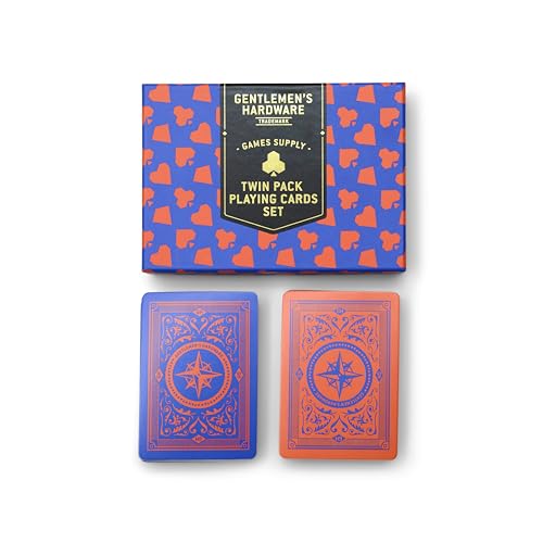 Gentlemen's Hardware Wasserfeste Spielkarten, Standard-Poker-Größe, Kartenspiel, Doppelpack, Rot/Weiß/Blau von Gentlemen's Hardware