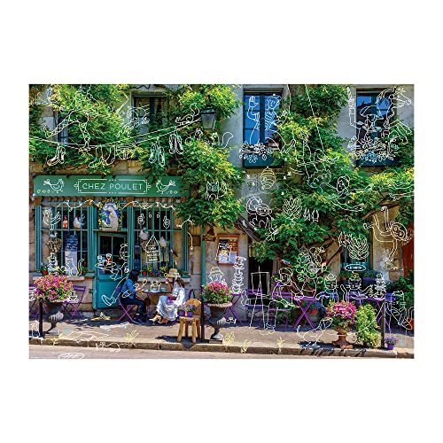 Genuine Fred, A Busy Day at Chez Poulet, Doodle Serie, 1000-teiliges Puzzle, 71,1 x 50,8 cm von Genuine Fred